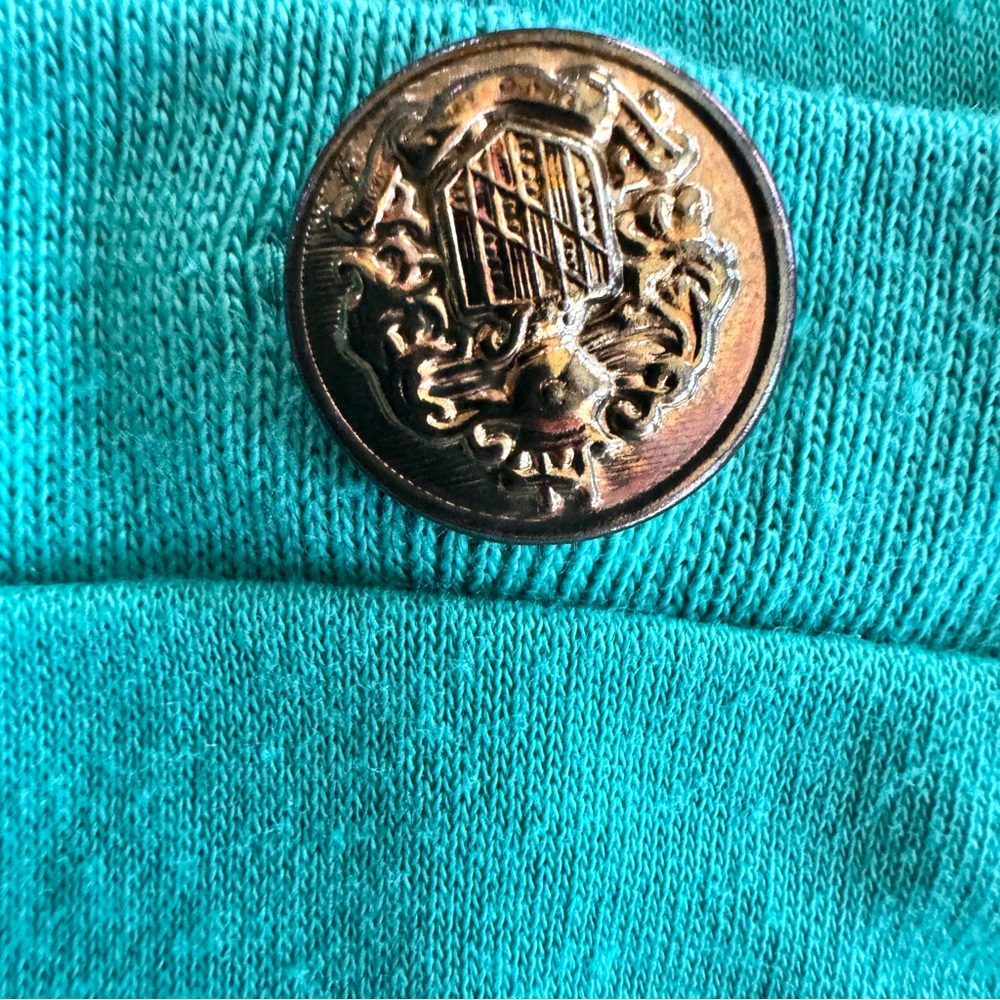 Vintage Kelly Green Crest Cardigan Gold Buttons Preppy 18 90s - Picture 7 of 13